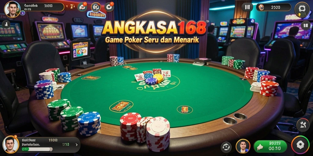 Tampilan seru dari gameplay poker di ANGKASA168.