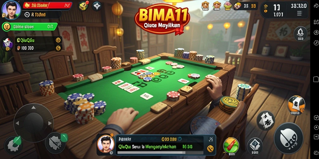 Screenshot gameplay QiuQiu BIMA11 yang menunjukkan momen kompetisi seru.