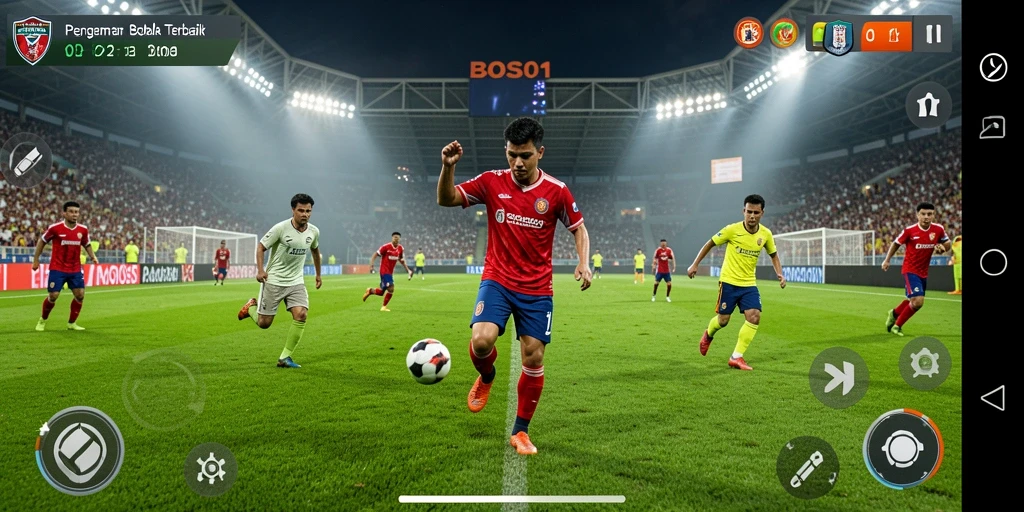 Tampilan gameplay seru di BOS01, penuh aksi dan strategi sepak bola.