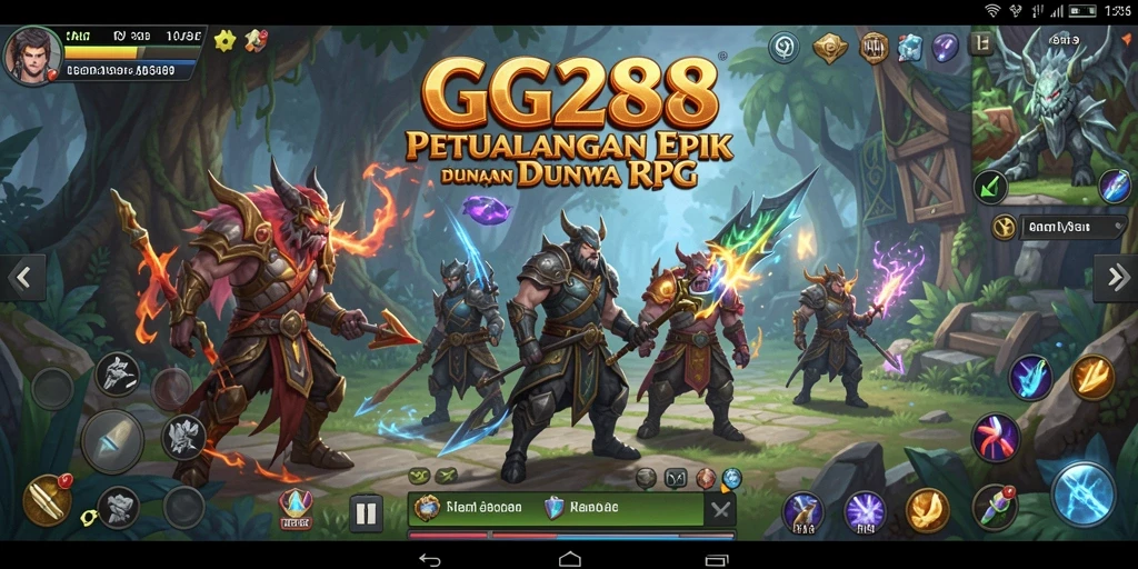 Tangkapan layar utama menampilkan pertarungan seru dalam gameplay RPG.
