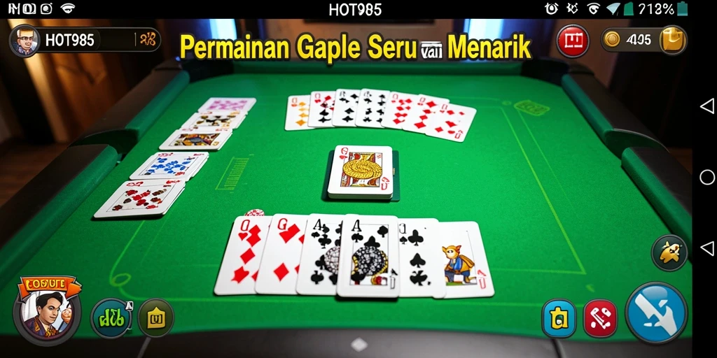 Tampilan seru dari gameplay Gaple di HOT985.