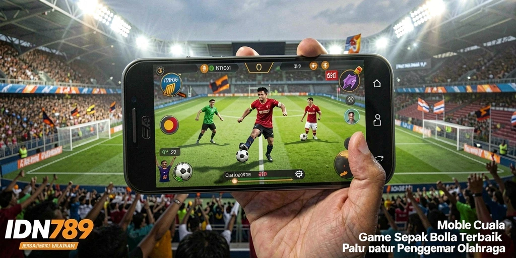 Tampilan gameplay seru di IDN789 dengan aksi sepak bola yang mendebarkan.