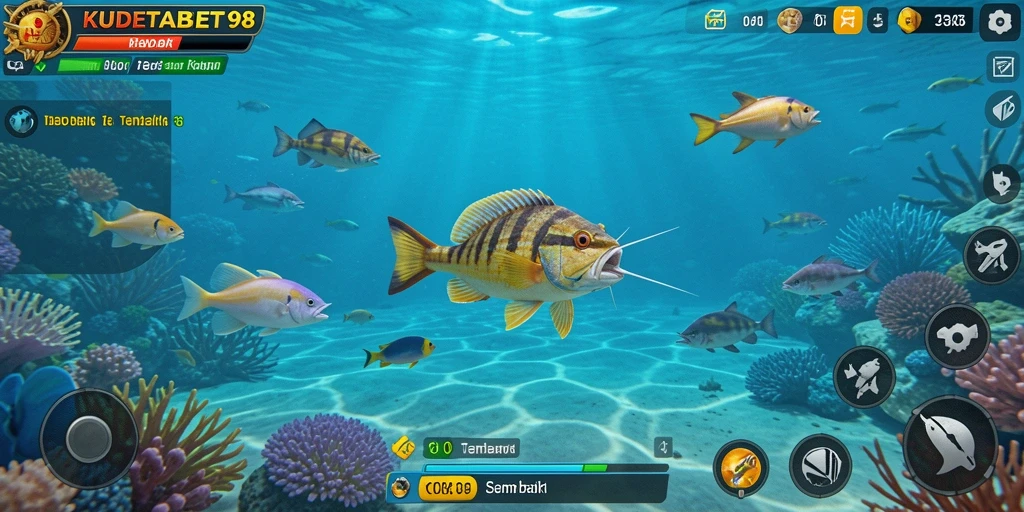 Tampilan gameplay seru dari KUDETABET98 dengan aksi tembak ikan.