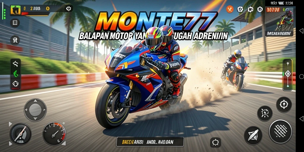 Screenshot gameplay MONTE77 dengan balapan motor yang seru.