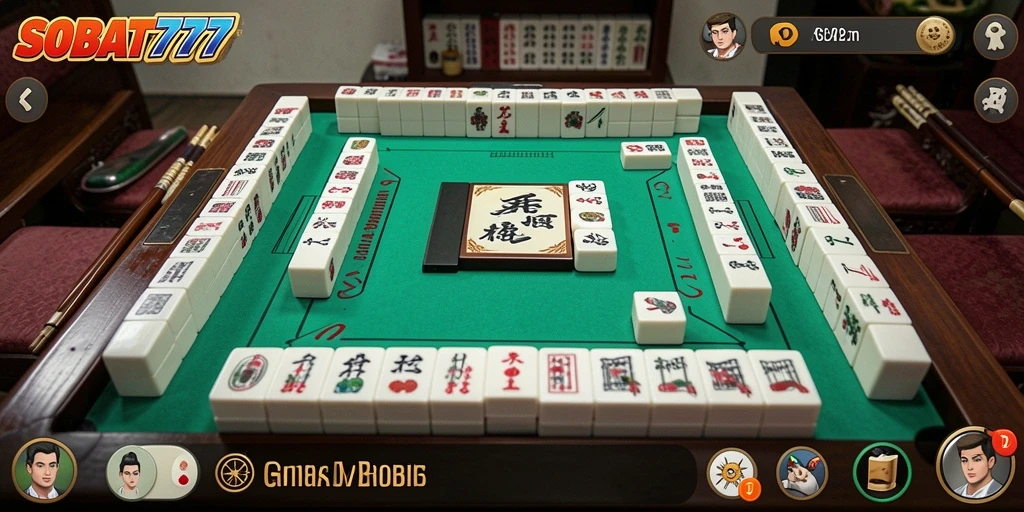 Tampilan gameplay Mahjong yang seru di SOBAT777.