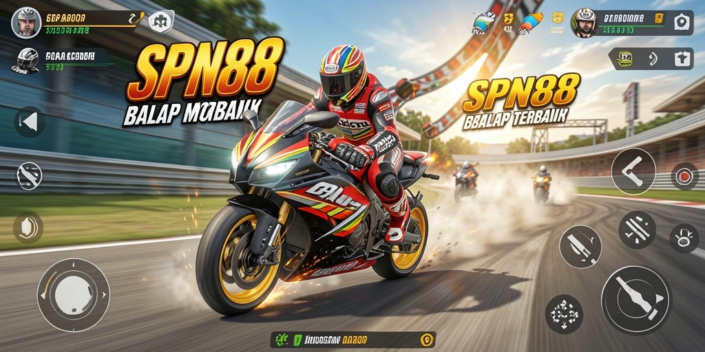 Screenshot gameplay SPN88 menampilkan aksi balap motor yang seru.