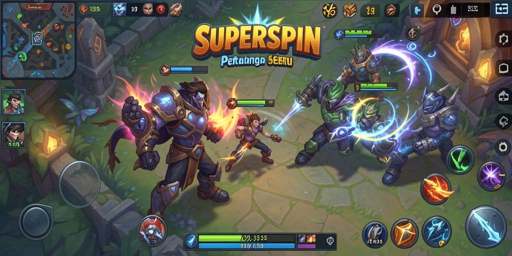 Screenshot gameplay SUPERSPIN yang seru dan kompetitif.