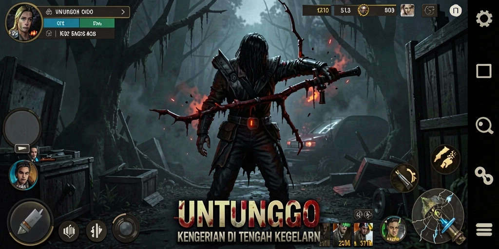 Tangkapan layar UNTUNGGO menunjukkan momen menegangkan dalam gameplay Horror.