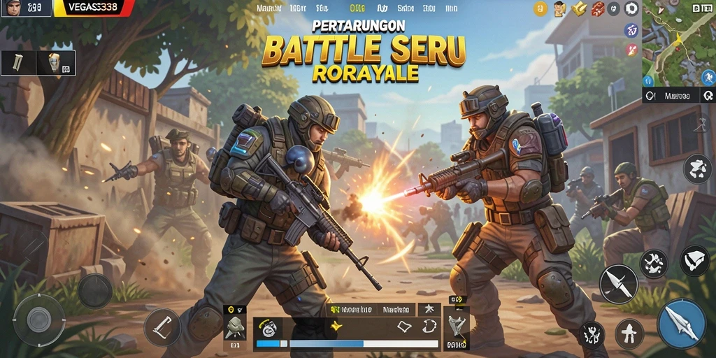 Tampilan gameplay seru dalam pertarungan Battle Royale.