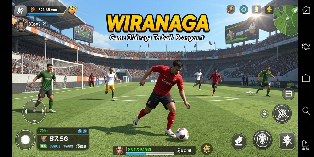 Screenshot permainan WIRANAGA menampilkan aksi olahraga yang seru.